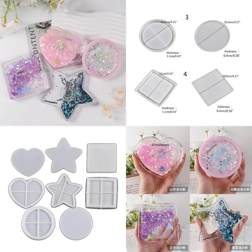 

31BB Heart Round-Star Silicone Resin Mold Shaker Epoxy Molds