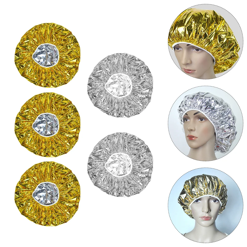 5 Pcs Hairdressing Insulation Hat Cap Silk Dye Heat Caps Deep Conditioning Coloring Hats Aluminium Foil Women Heating