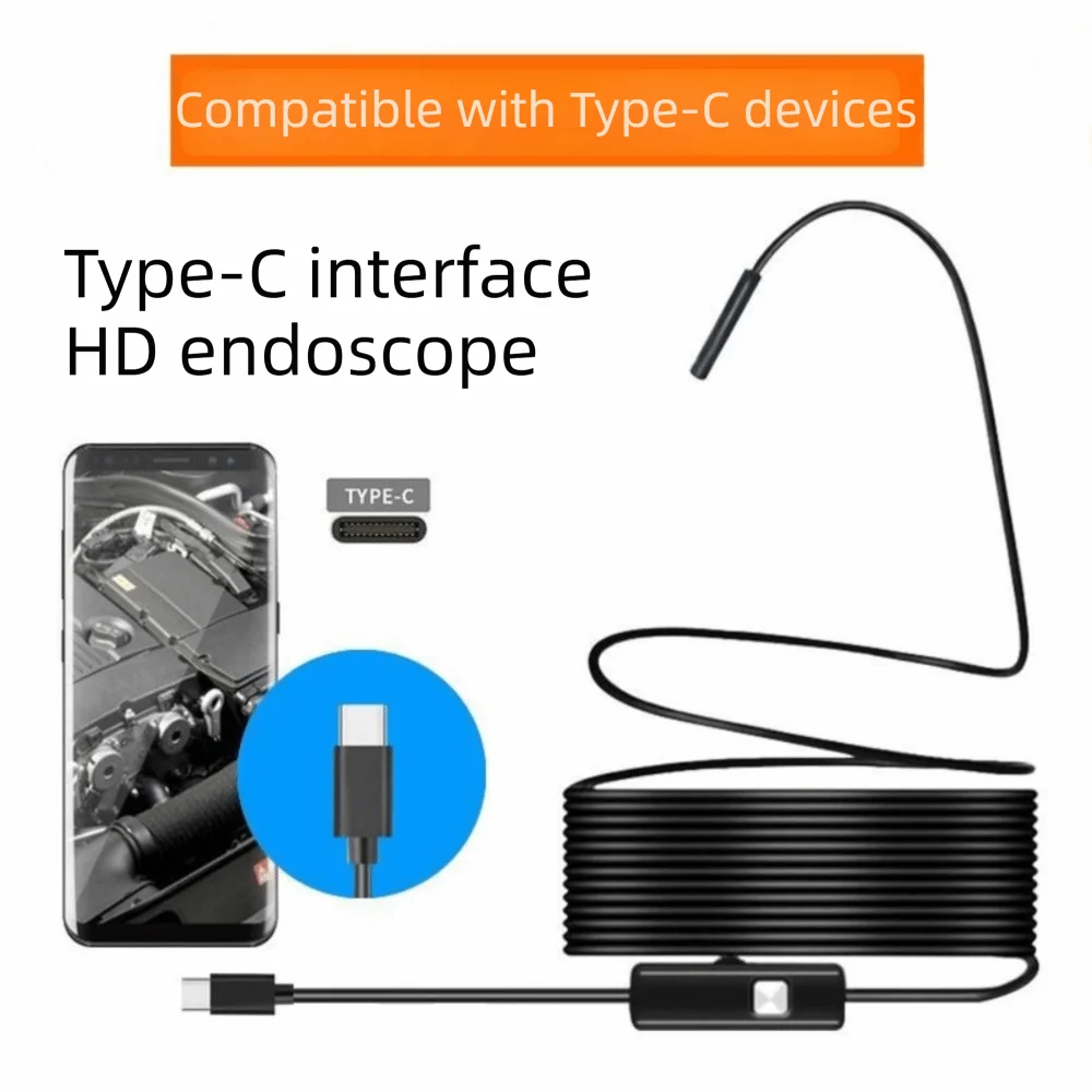 IP67 Waterproof Type-C Endoscope Camera Adjustable Brightness Flexible Design Borescope Camera 5.5/7mm Lens Video Recording
