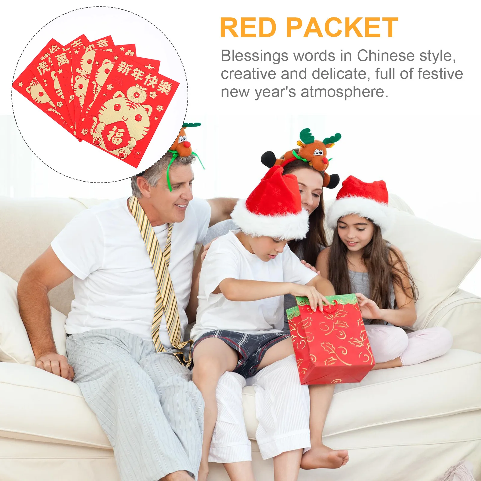 

60 шт., красные пакеты для вечеринок, милые узоры тигра, экологически чистые денежные пакеты, красный пакет, подарочный пакет денег