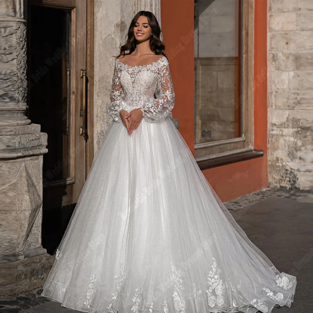 

Off The Shoulder Women Wedding Dresses Lace Appliques Extra Large Palace Skirt Hem Bridal Gowns Princess Beach Ball Customized
