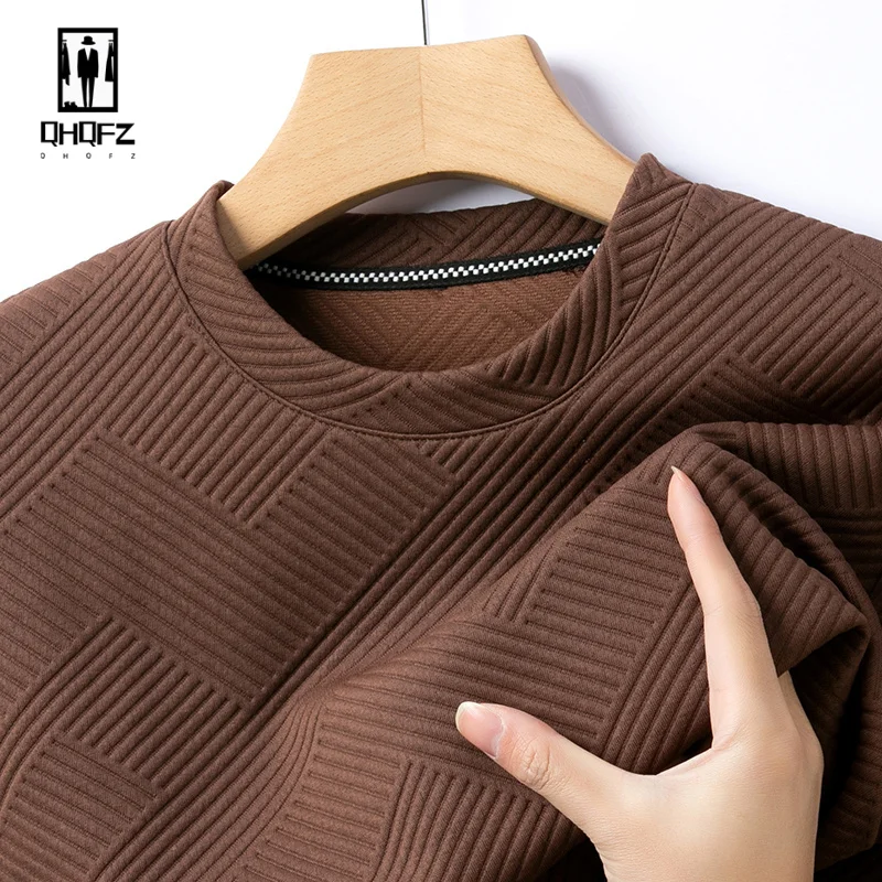 

Spring and Autumn Fashion High End Warm Men's Round Neck Sweater Solid Color Spliced Thread Loose Knitted Long Sleeved Top Sweat