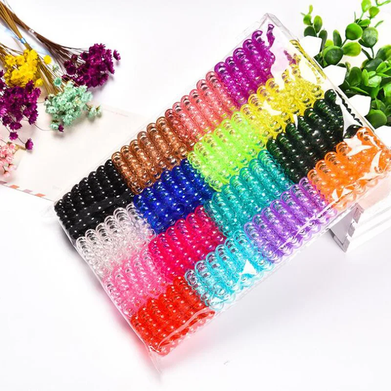 5PCS Lot 3.5cm Small Telephone Line Hair Ropes Girls Colorful Elastic Hair Bands Women Ponytail Holder Tie Gum Hair Accessories