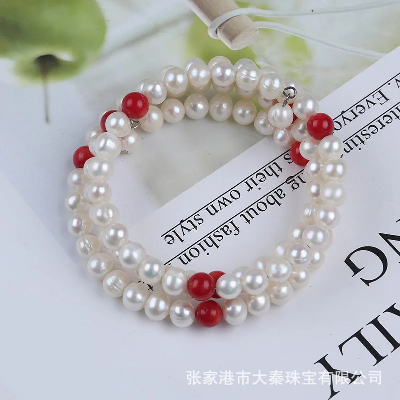 

6~7Mm Threaded Beads Glossy No Flower Skin Natural Freshwater Pearl Necklace Bracelet