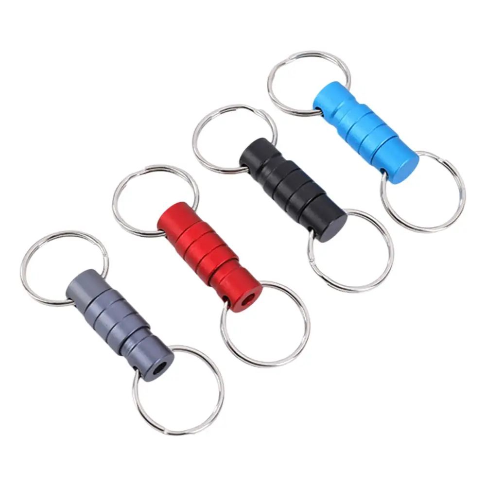 Double Headed Quick Release Keychain 360° Rotation Aluminum Alloy Detachable Keychain Quick Pull Design Retractable