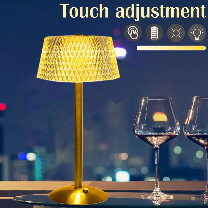 LED Table Lamp Cordless Touch Dimming Desk Lamp USB Rechargeable Night Light for Hotel Decor Atmosphere Light Delivery with Box