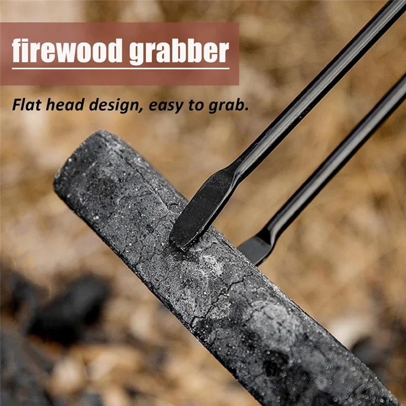 

ABFU-Premium Camping Charcoal Tongs Wooden Handle Fire Starting BBQ Tool Fireplace Tongs