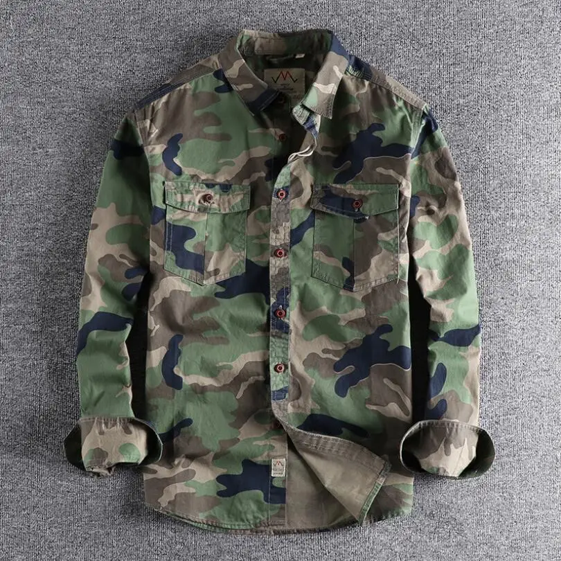 

Camouflage Cargo Men's Shirts High Quality Durable Outdoor Hiking Sport Daily Military Casual Shirt Chemise Homme w41
