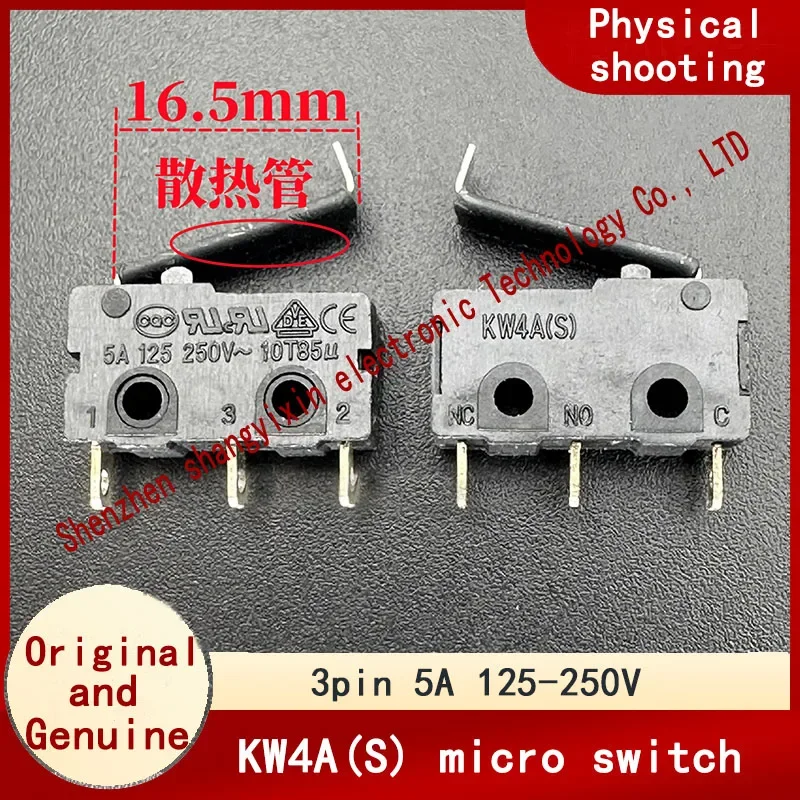 Original KW4A(S) microswitch with L handle 3 pin 5A250V travel limit detection Reset light touch response