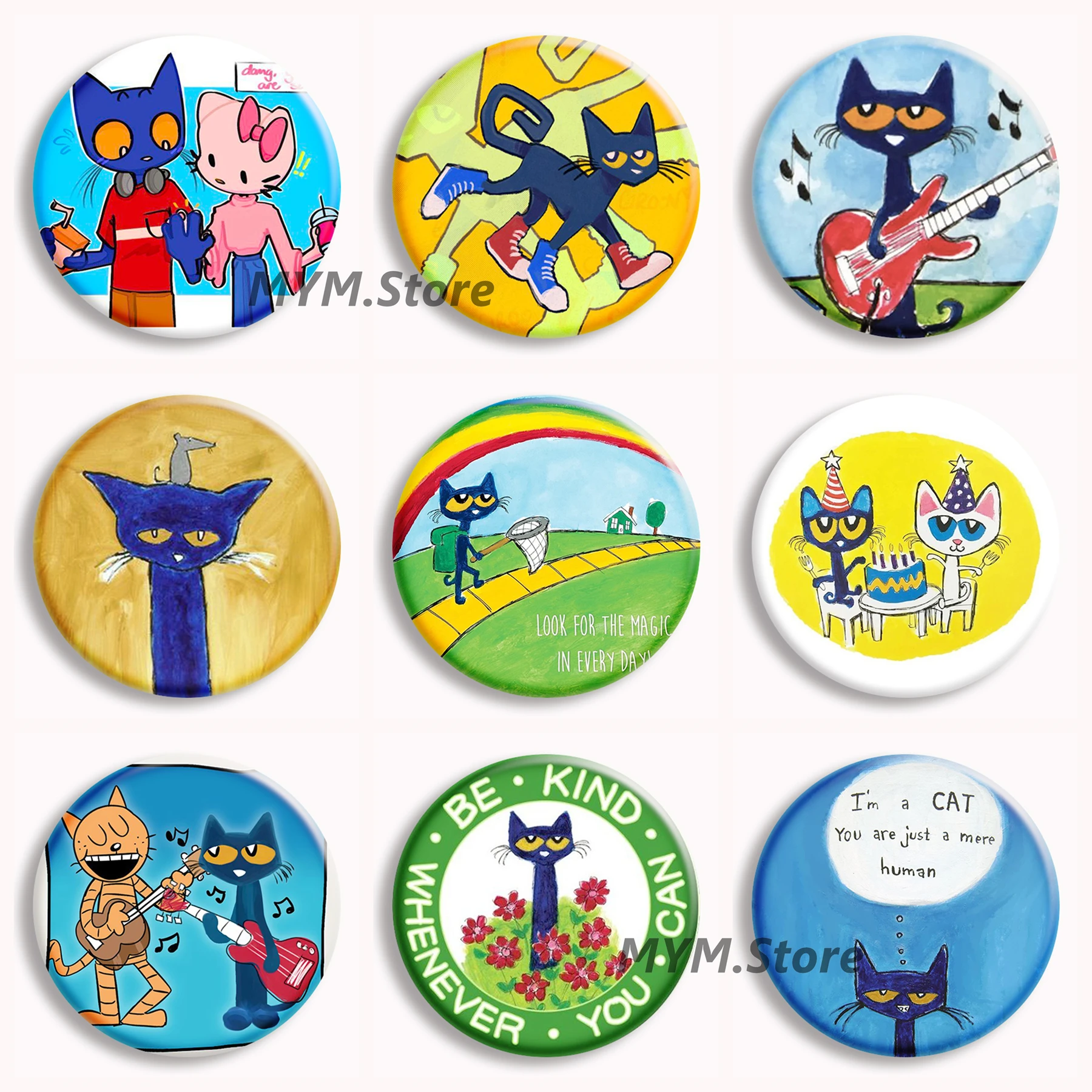 Pete The Cat-Pin de botón suave de Anime, broches de dibujos animados de Pete y Callie, insignia, bolso, abrigo, joyería, accesorios de decoración, regalos para niños