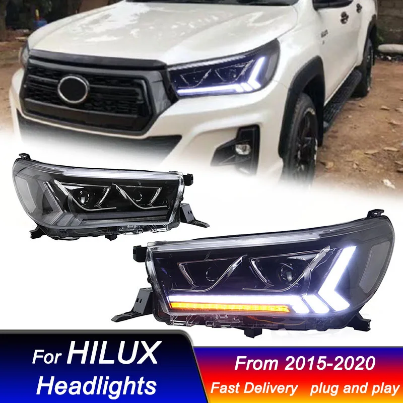 Fari per auto per Toyota HILUX REVO 2015-2020 Lexus style LED Head Lamp Upgrade DRL Dynamic Signal Lamp gruppo luce anteriore