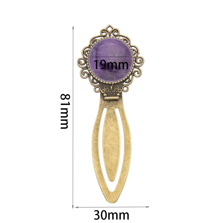 Vintage Bronze Bookmark Exquisite Inlaid Gemstone Book Mark Reading Book Clip Book Page Pagination Marker School Office Supplies view 4
