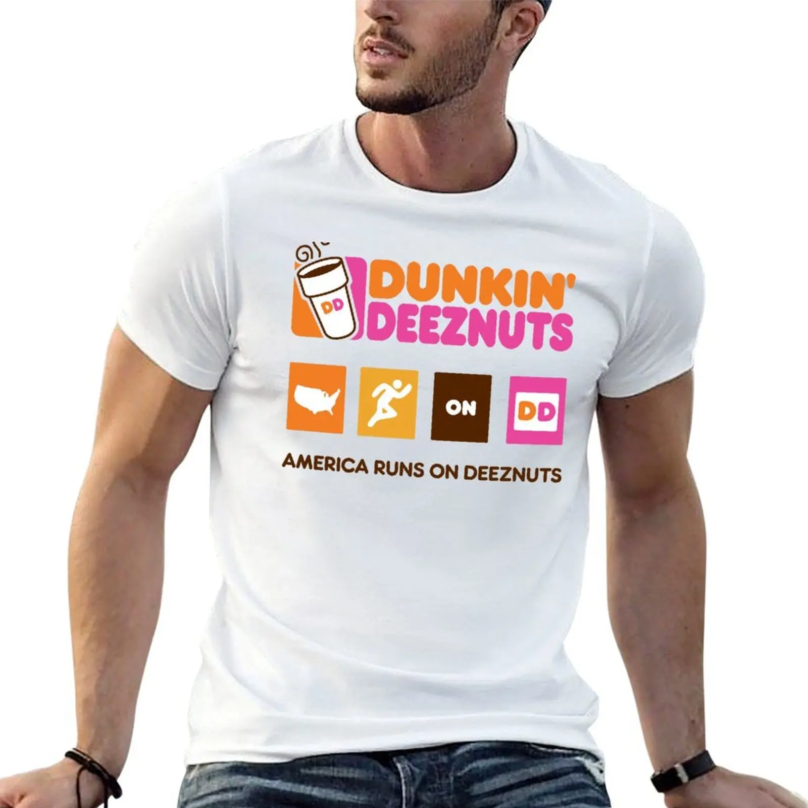 

Dunkin Deeznuts - America Runs On Deeznuts T-Shirt anime t shirts for man man t shirt summer T-Shirt