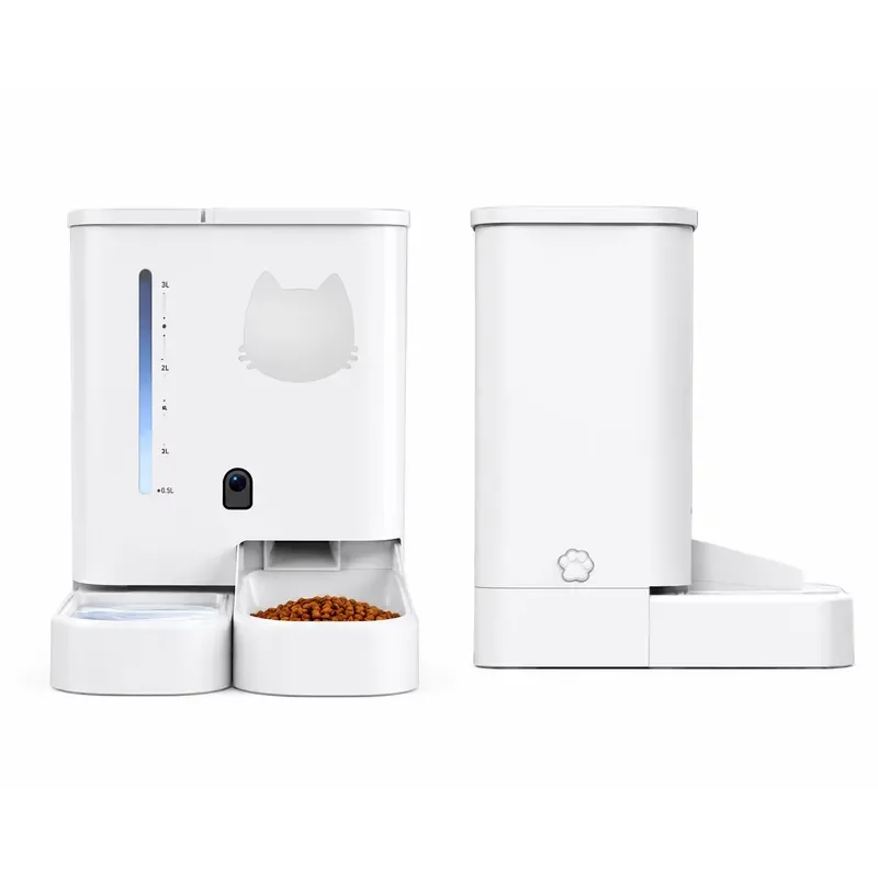 Smart WiFi Pet Feeder Dual Food Water Dispenser HD Camera Voice Control Timed System For Dogs Cats Automatic