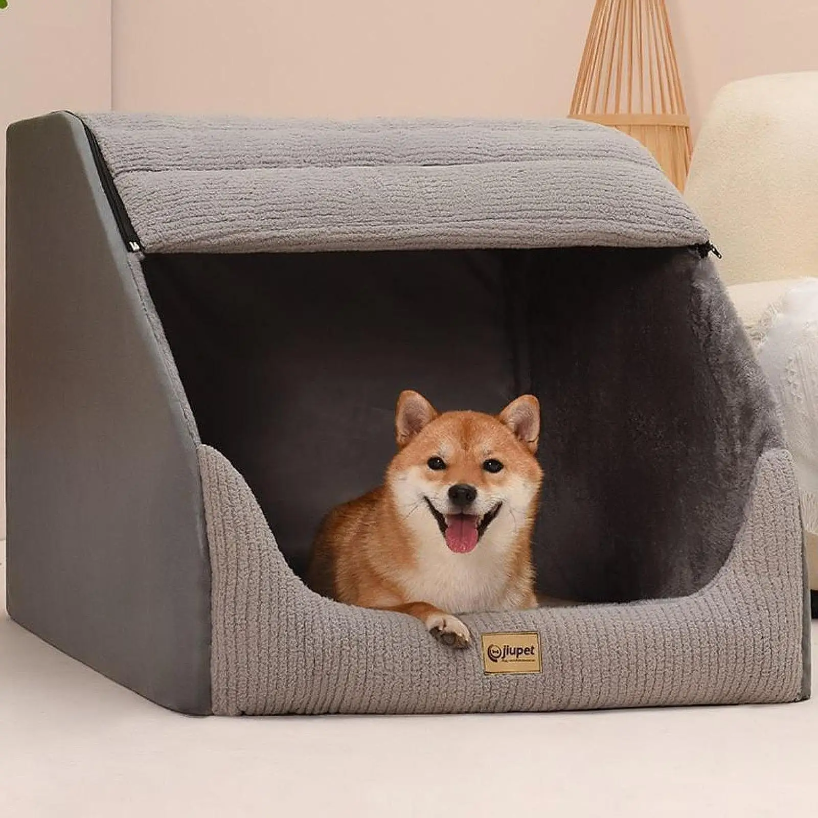 

Portable Dog House Washable Winter Warm Tent House for Outdoor Kitten (Grey)