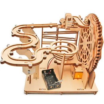 DIY scientifically made wooden electric track ball toys for children 3D handmade building block assembly puzzle gifts pendant