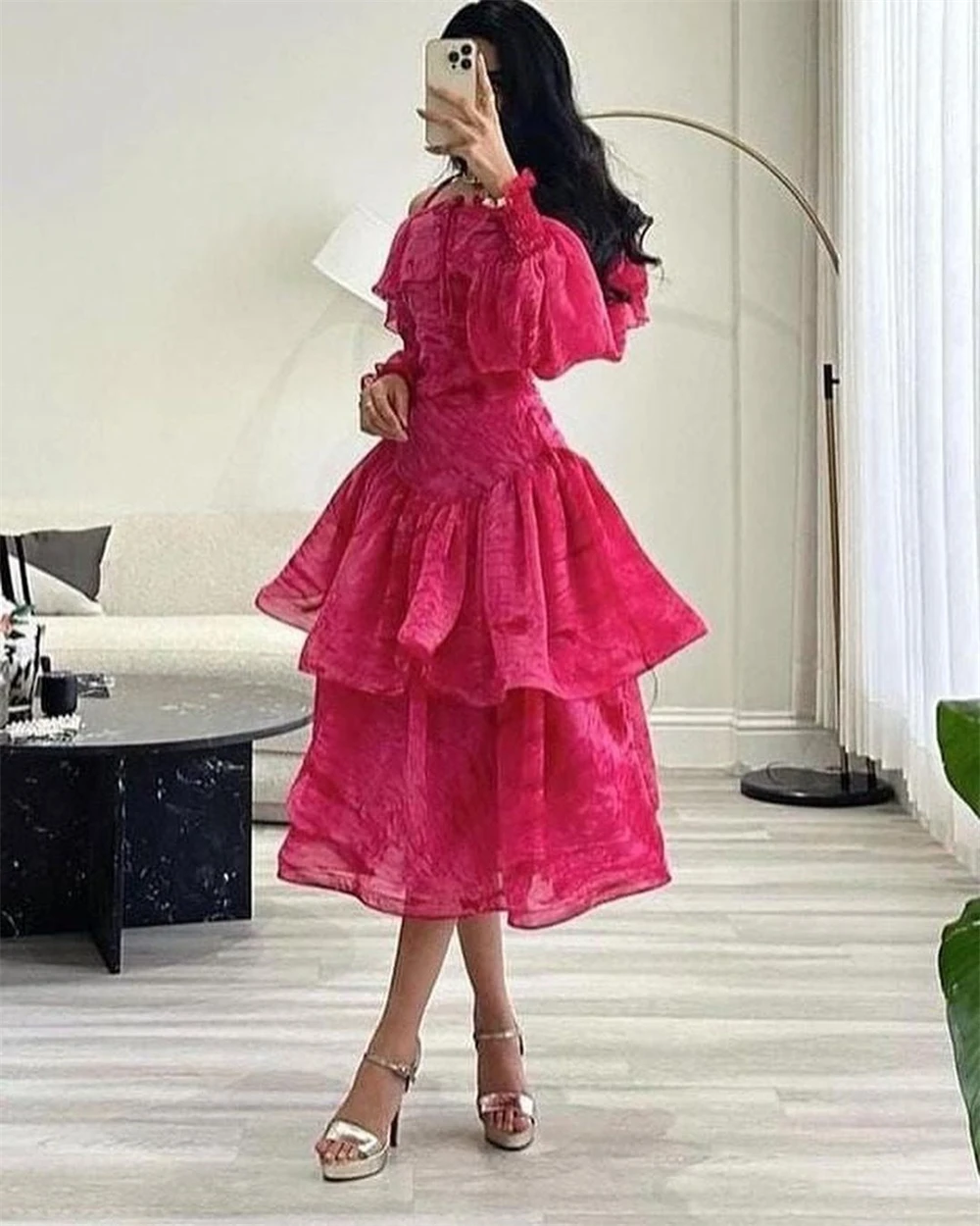 Prom Dresses Retro Exquisite Off-the-shoulder A-line Layered Chiffon Formal Occasion Gown Gowns For Women Luxury Vestidos De Xv