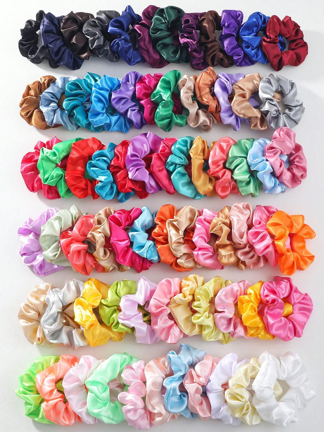 

30 Pcs Random Color Satin Scrunchies Hair Ties For Girls, Elastic Hair Bands With Colorful Ribbons, Ponytail Holders For Daily