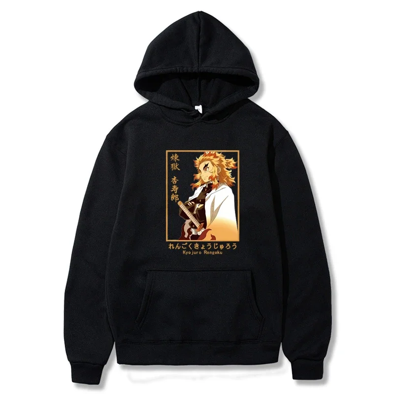 

Men's And Women's Long Sleeves Anime Demon Slayer Hoodie Men Women Kyojuro Rengoku Sweatshirt Winter Streetwear