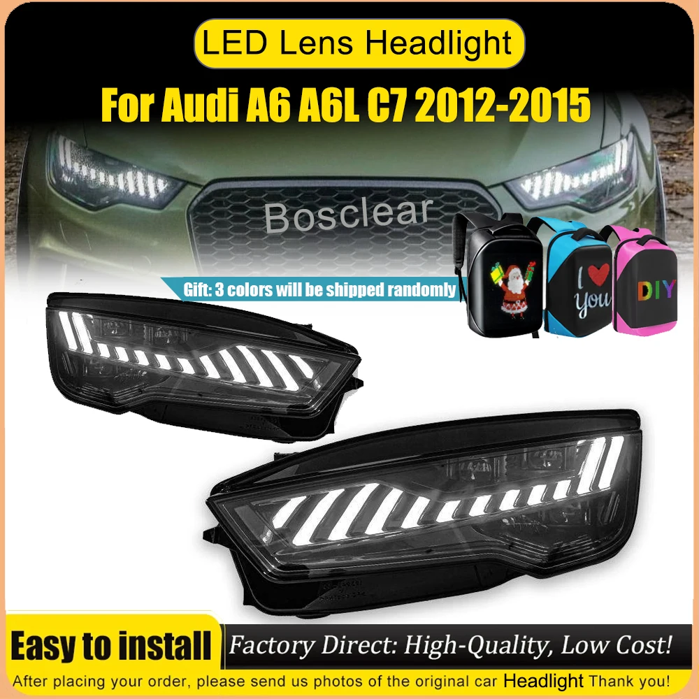 

Фары в сборе для A6 C7 2012-2015 гг., фары A7 Design RS6, Стайлинговые светодиодные дневные фары, двойной проектор, автомобильные аксессуары