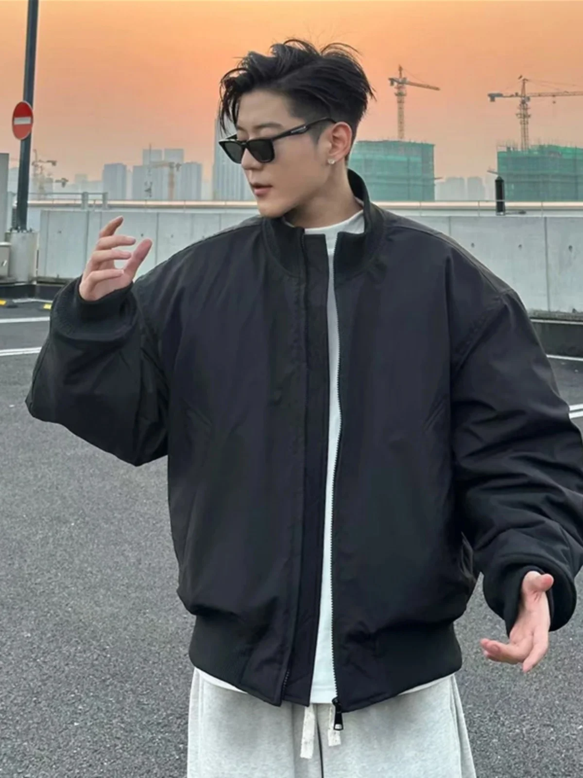 

Мужская зимняя утепленная куртка-бомбер из хлопка, молодежная модная верхняя одежда на молнии