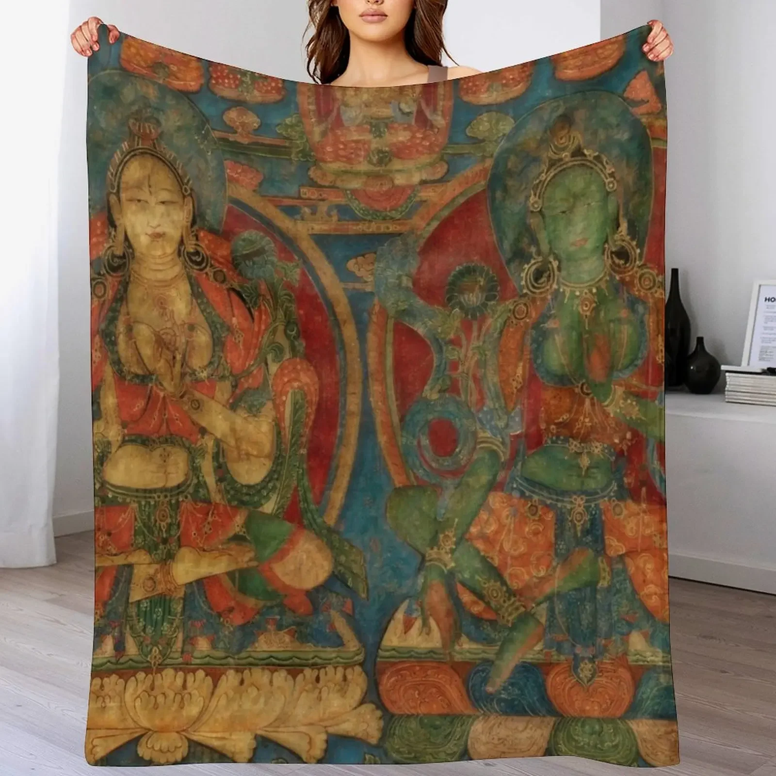 

The White Tara and The Green Tara Throw Blanket wednesday Extra Large Throw Shaggy Summer Beddings Blankets