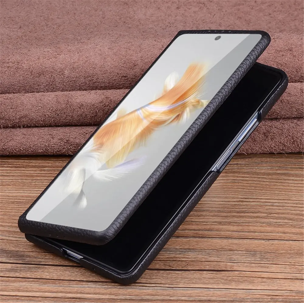 Premium Genuine Cowhide Leather Flip Case for Huawei Mate X3 Business Full Cover