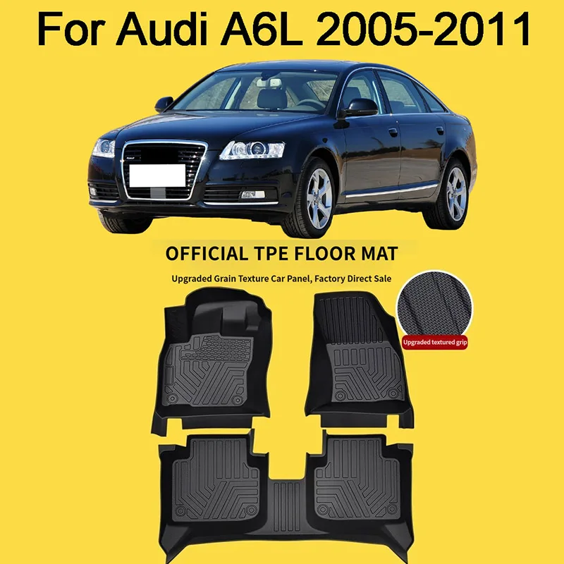 Car Accessories For Audi A6L 2005-2011 LHD Car TPE Floor Mats Waterproof Carpets Protect Anti-scratch Interior Accessories