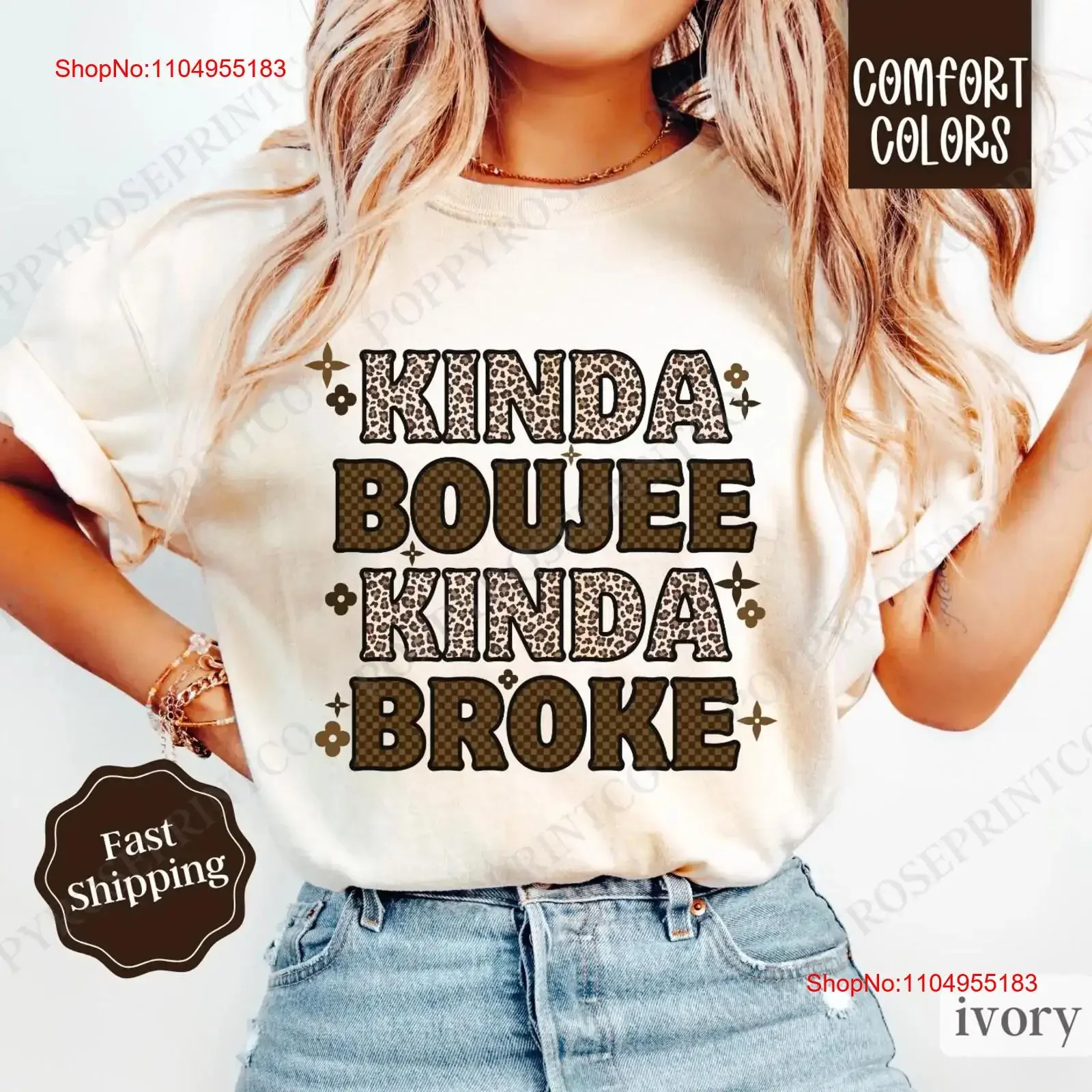 

Футболка Kinda Boujee Broke, забавная женская хлопковая футболка с юмором для взрослых, леопардовая винтажная стираная дизайнерская одежда
