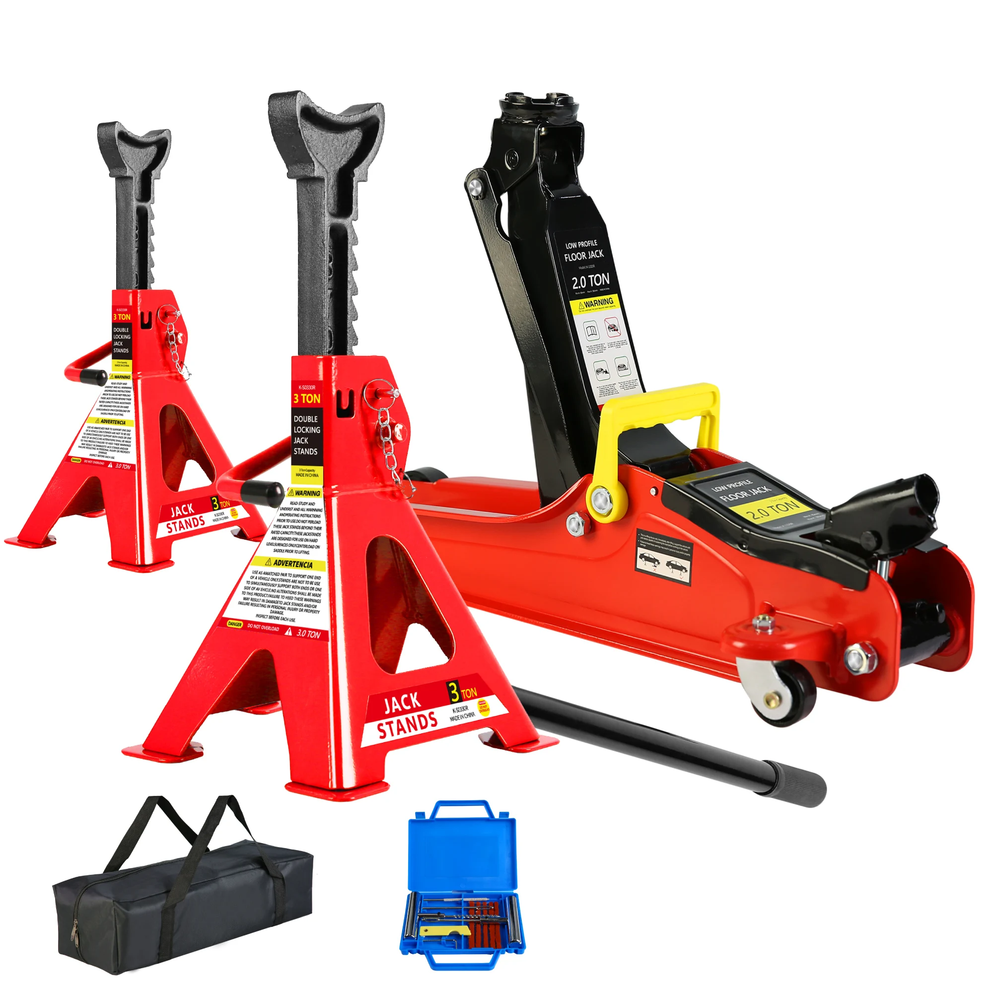 

2T Low Profile Floor Jack, 3t jack stand Tire Repair Kit Heavy Duty Steel Racing Floor Jack with Single Piston Quick Lift Pump