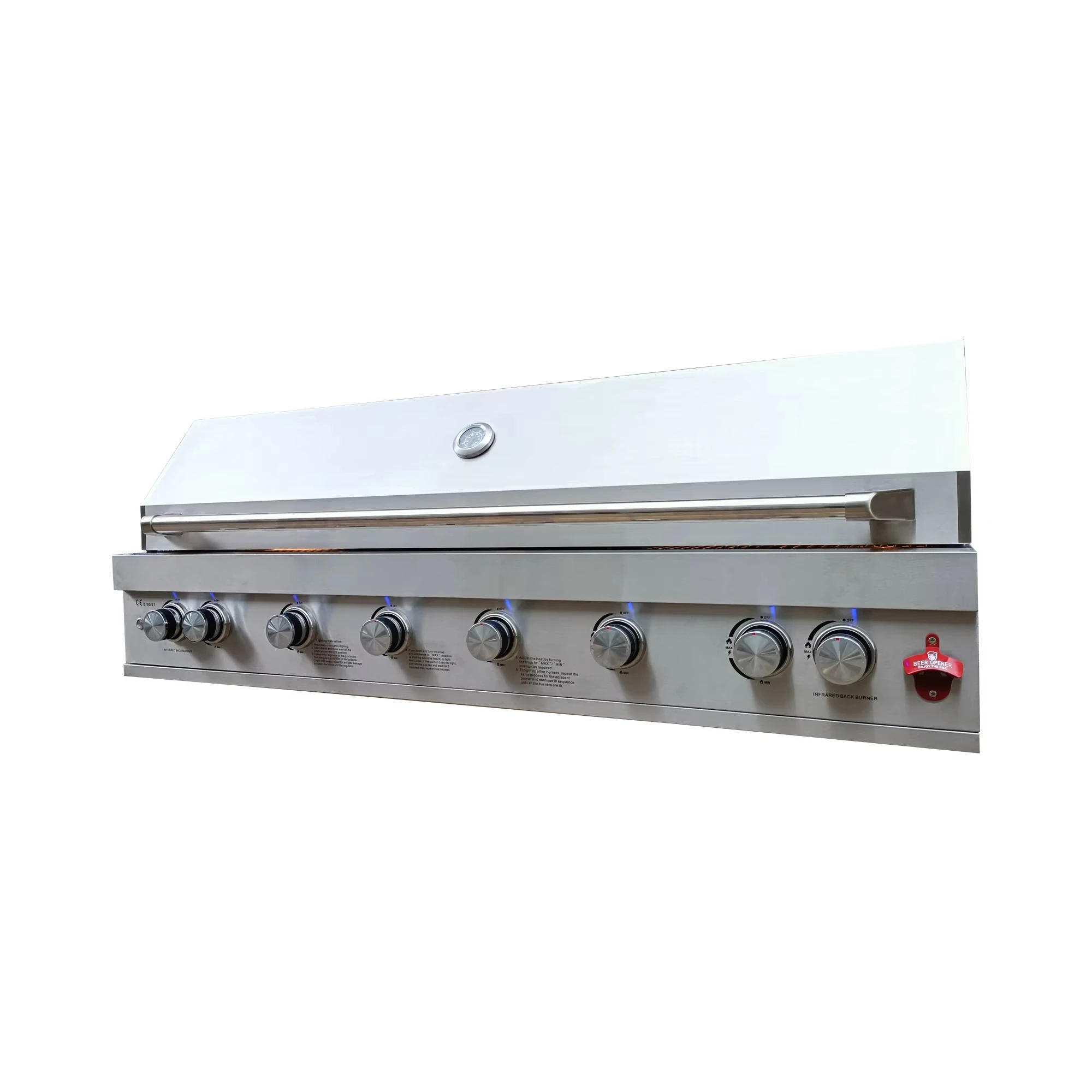 SS 304 Outdoor Gas BBQ Grill 8-Burner Steel Machine for Barbecue Cooking Built-In Oven Portable Folding Feature Fuel Charcoal