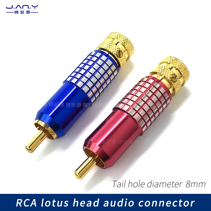 

Copper Gold plated RCA Lotus plug AV audio and video coaxial signal connection DIY solder free self-locking plum terminal