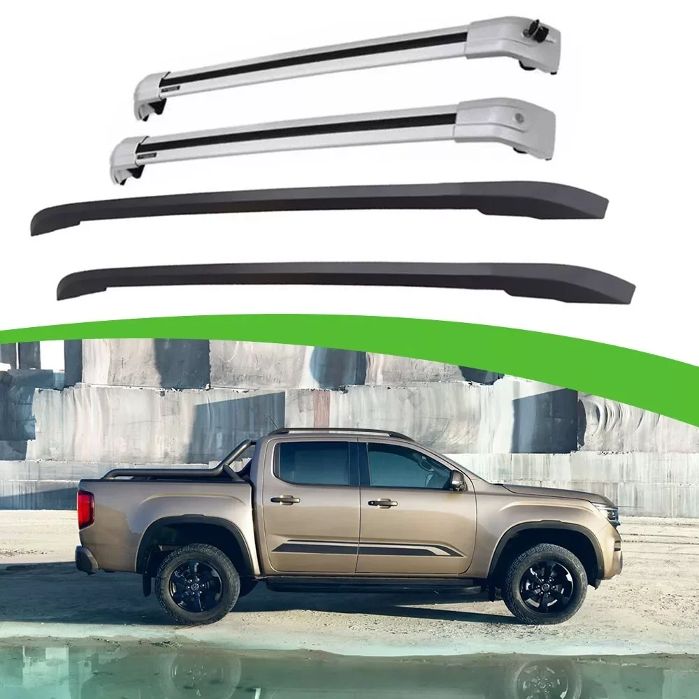 4Pcs Fit for VW Amarok 2023 2024 Aluminium Top Side Rail Bar Roof Rail Rack Crossbars Cross Bar