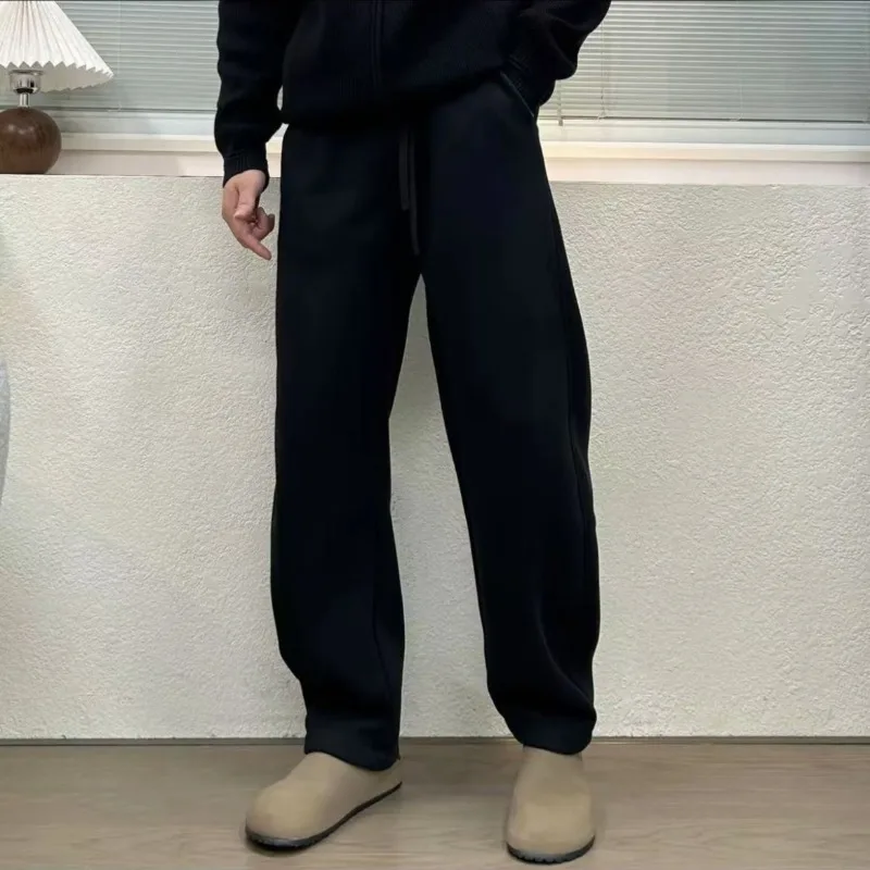 الخريف والشتاء السراويل الرجالية العصرية بلون السراويل عارضة فضفاضة سميكة مستقيمة الساق السراويل الرياضية متعددة الاستخدامات #4