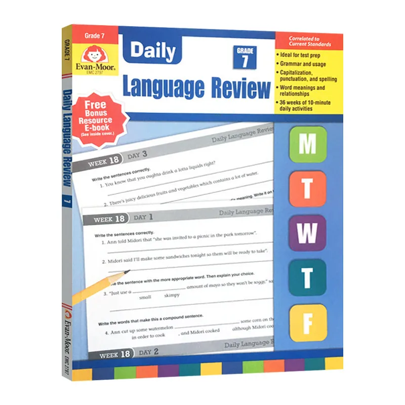 

Evan-Moor Daily Language Review, Grade 7 TE Workbook,aged 10 11 12 13, English book 9781608236565