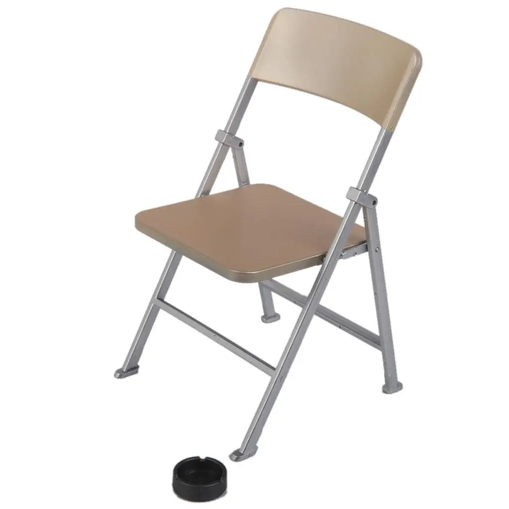 

Gold 1/6 Scale Plastic Folding Chair with Ashtray Furniture for 12inch Action