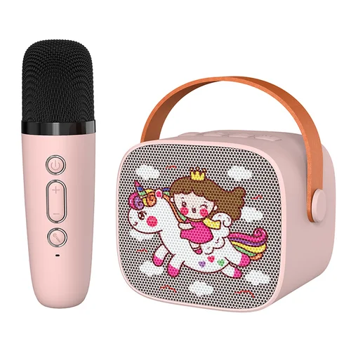 Altavoz de Karaoke portátil para el hogar, Mini máquina de canto Bluetooth de dibujos animados con juego de micrófonos para fiesta familiar, regalos para niños