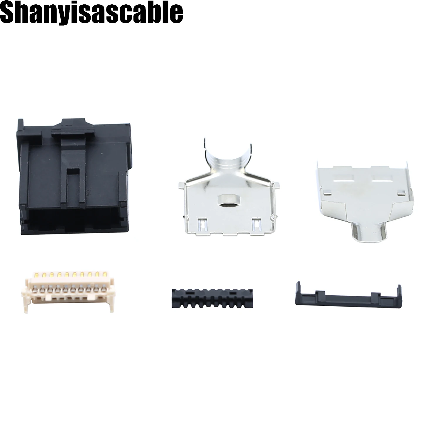 HDMI E type 19P male Six piece set with ABS Shell Wire clamp Tin and bulk for welding forming molding connectors