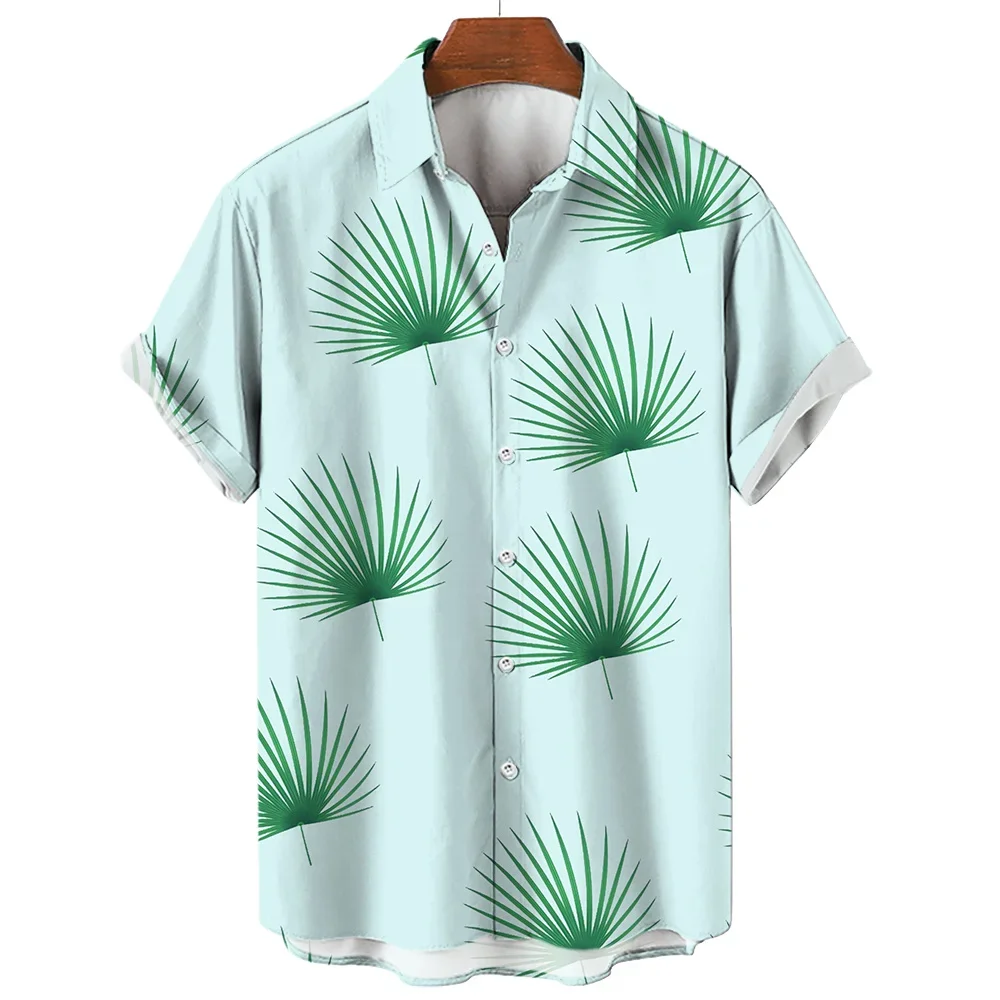 

Respzed Men's Summer Striped Shirt Scalp Plant Print Fashion Casual Seaside Resort City Short Sleeve Y Hawaiian Men's Shirt