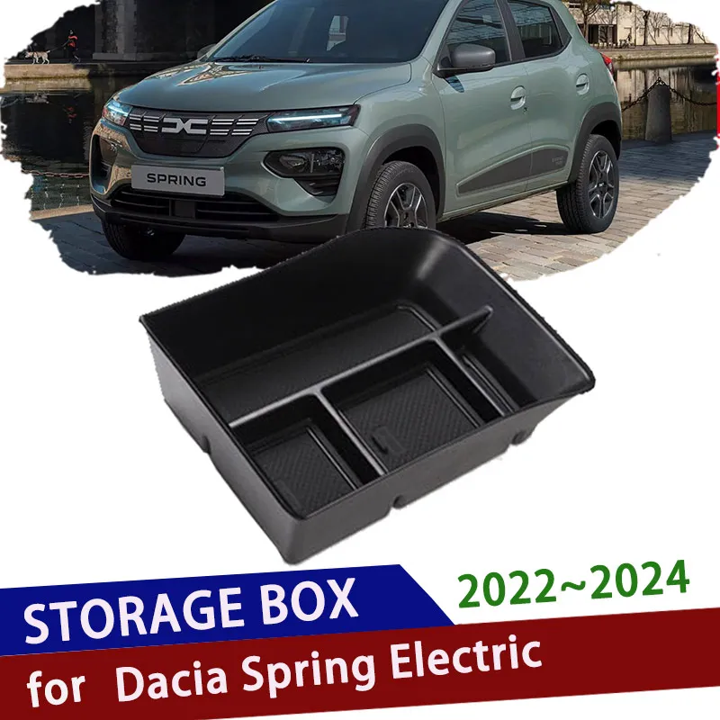 

Ящик для хранения для Dacia Spring Electric EV 2021 ~ 2023, аксессуары, подлокотник центральной консоли, Внутренний органайзер, лоток для перчаток