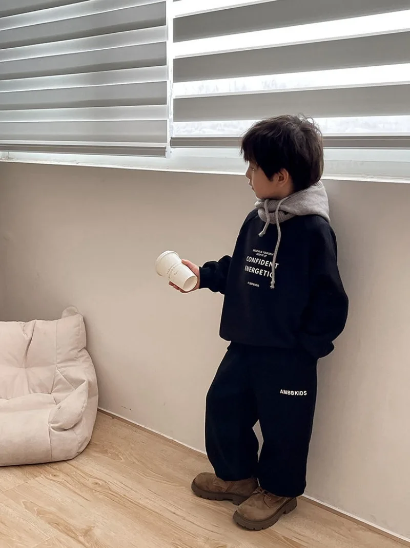 RAISE Winter-Set für Teenager-Jungen, 2-teiliges Kleidungsset, Sweatshirt mit Buchstabenmuster und Fleece-Unterhose, warmes, dickes Kinder-Outfit für Jungen. – Detail 35