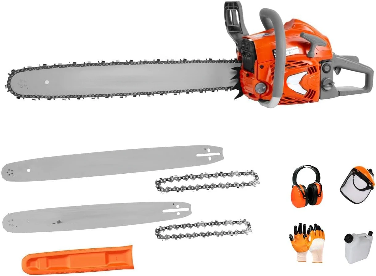 2-Cycle Top Handle Gas Powered Chainsaw 24 Inch 20 Inch Petrol Handheld Cordless Chain Saw for Tree Wood Cutting