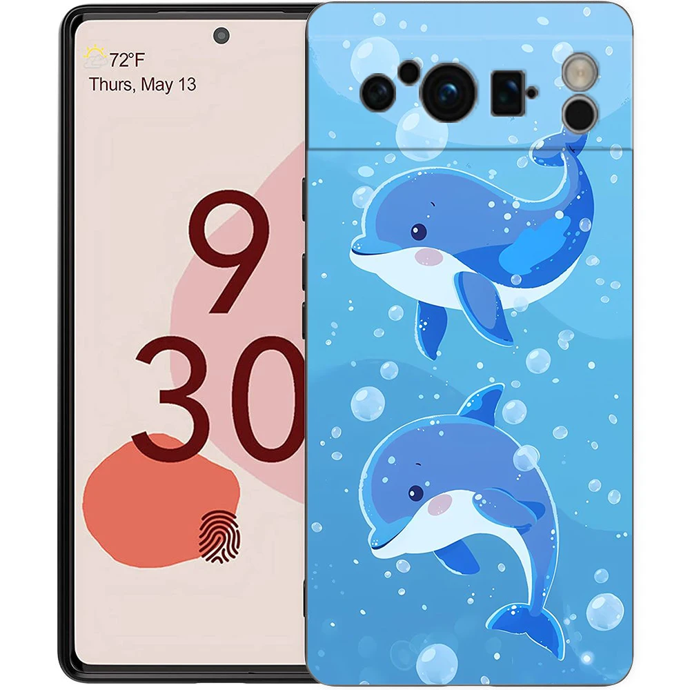 حافظة هاتف لهاتف جوجل بيكسل 9 8 7 6 9A 8A 7A 6A Pro 10 9 Pro XL حافظة ناعمة من البولي يوريثان مقاومة للصدمات Capas Ocean Animal Dolphin Coque