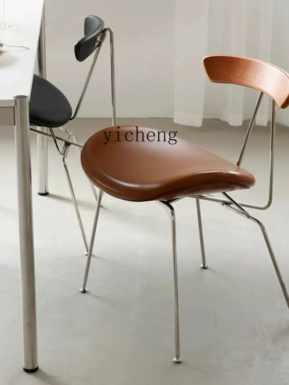 Tqh Ant Chair Home Living Room Dining Table Leather Dining Chair Simple Leisure Iron Armchair