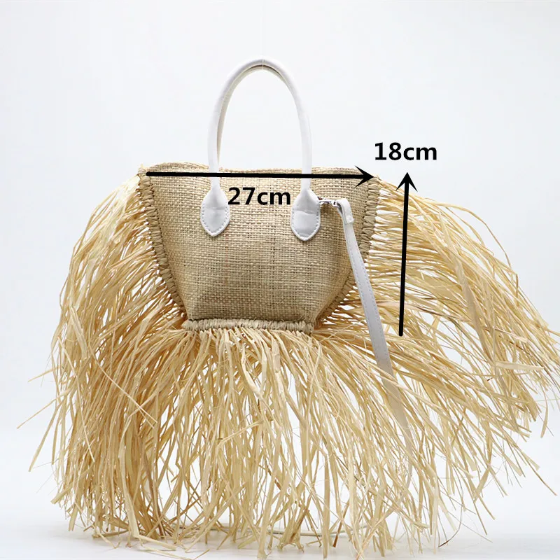 Fashion Rattan Handbags with Tassel for Women, Woven Wicker Luxury Brand Designer Handbags, New style Lafite woven bag