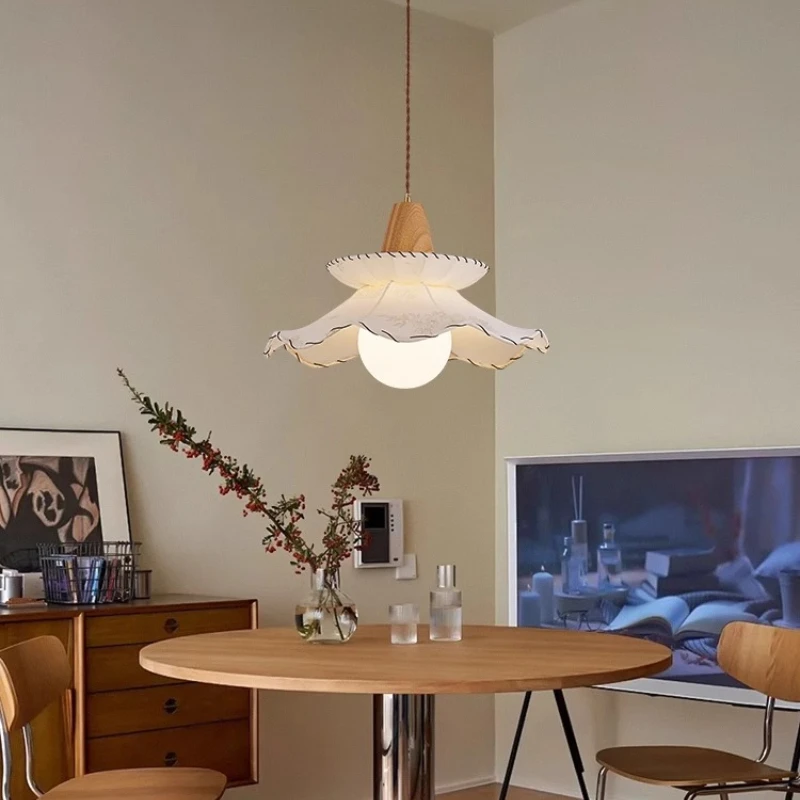 

Японские подвесные светильники ваби-саби, тканевый абажур, светодиодный светильник для гостиной, спальни, ресторана, кабинета, защита глаз, потолочные подвесные светильники