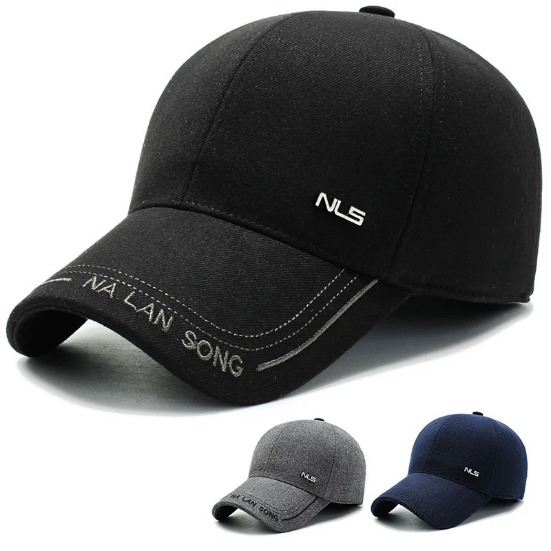 

For Middle Aged Elderly Ear Protection Baeball Cap Woolen Dad Hat Autumn And Winter Elderly Hat Warm Thickened Hat