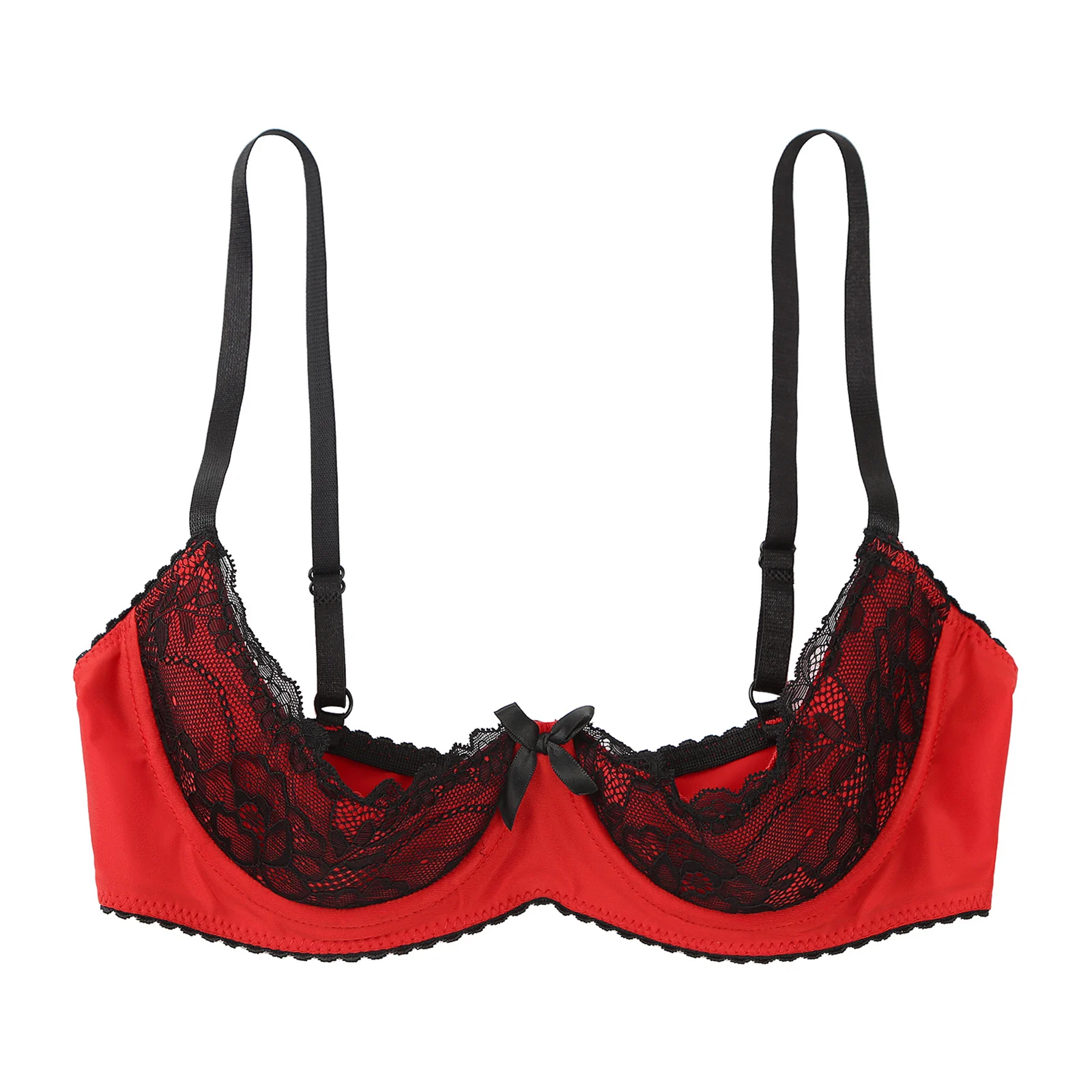 Women's Sexy Push Up Lace Bra, Half Cup Underwire