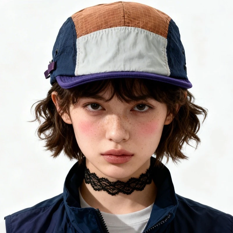 Japanese Color-blocked Five-panel Short-brimmed Quick-drying Hat for Men and Women Summer Outdoor Shade Sports Baseball Cap 4