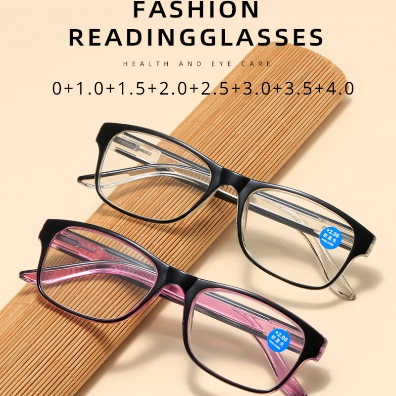 Anti Blue Light Reading Glasses Square Computer Presbyopic Eyeglasses  Fashion Women Men Clear Spring Legs Frame Eyewear